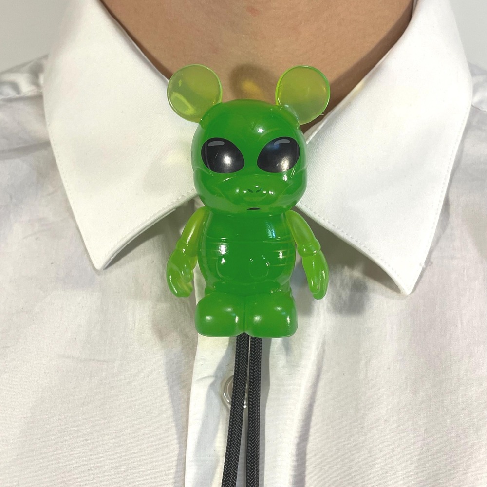 Bolo Tie Custom Disney Mickey Urban Art Clear Green Alien Prom Fun Unique